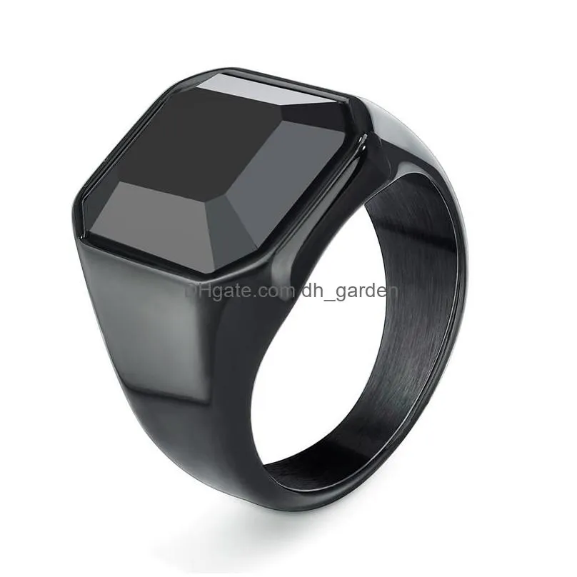 Band Rings Men Hiphop Ring Stainless Steel Black/Red Stone Rock Fashion Male Jewelry Wedding Drop Delivery Jewelry Ring Dhgarden Otyit