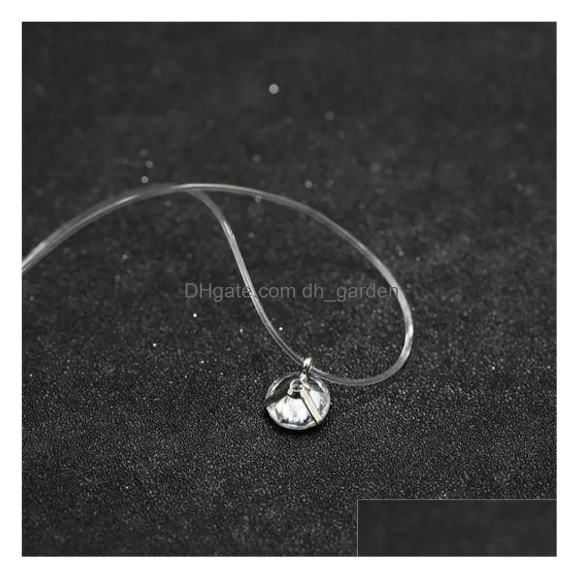 Pendant Necklaces Female New Heart Star Necklace Meteorite Pendant Transparent Fishing Line Invisible Women Zircon Pendants Dhgarden Otdck