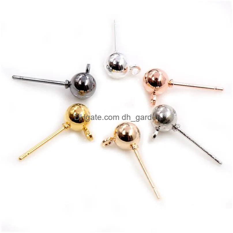 Pins & Needles 50Pcs/Lot 5Mm 6 Colors Pin Findings Stud Earring Basic Pins Stoppers Connector For Diy Jewelry Making Accesso Dhgarden Ottmn