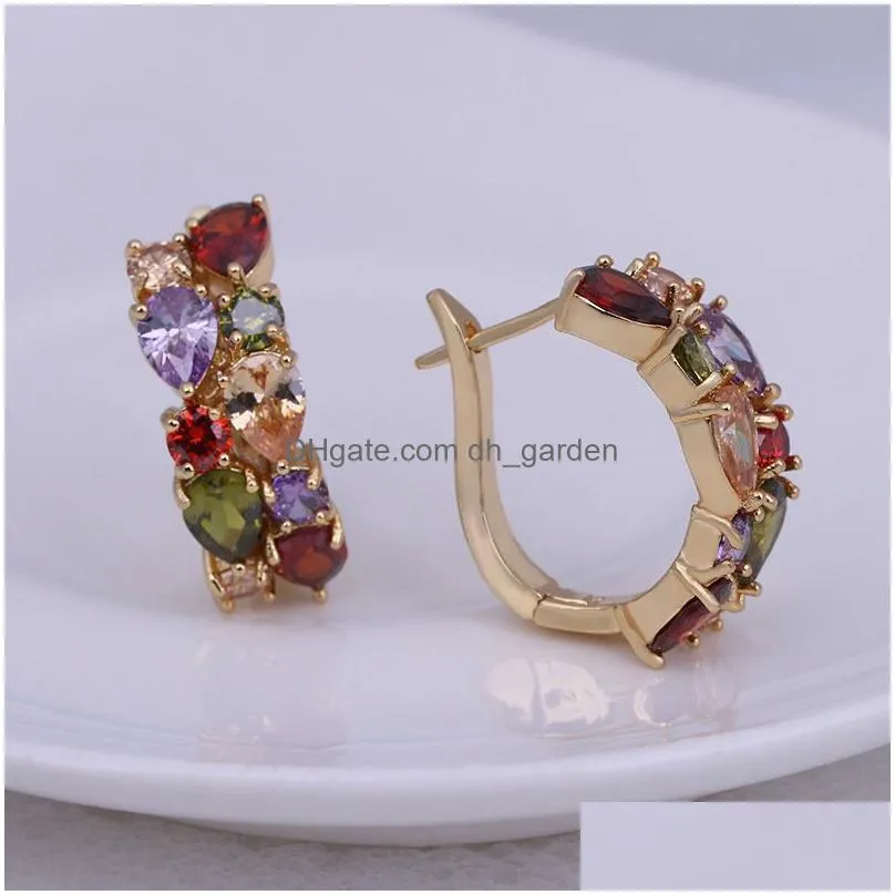 Stud Classic Semi-Precious Stone Stud Earrings For Women Sier Color Round Studs Ear Jewelry Brinco Gift Bijoux Drop Delivery Dhgarden Otbse