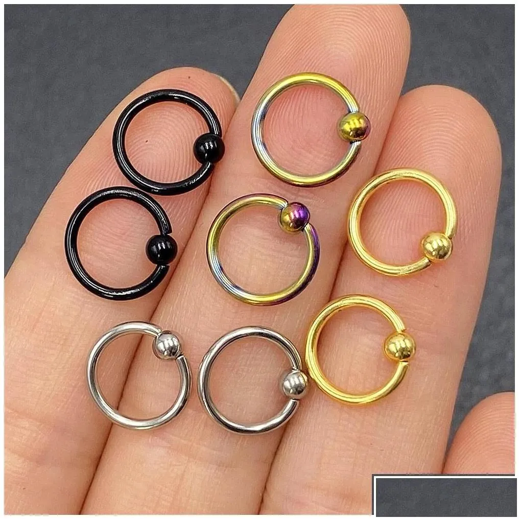 nose rings studs 4pcs/set stainless steel body piercing set women men ear eyebrow lip tongue belly mixed jewelry drop delivery dhkov