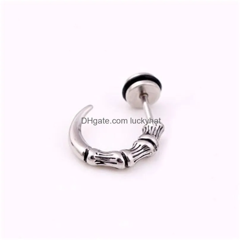 High Quality Titanium Steel Earrings Punk Gothic  Claw Stud Earring Vintage Horn Cone Ear Stud Body Piercing Jewelry Wholesale