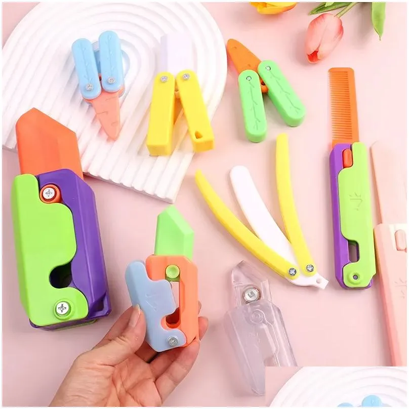 Decompression Toy 3D Printed Radish Knife Toys Hand Gripper Forearm Finger Anxiety Relief Toy Fidget For Kids Adts Drop Delivery Toys Othq2
