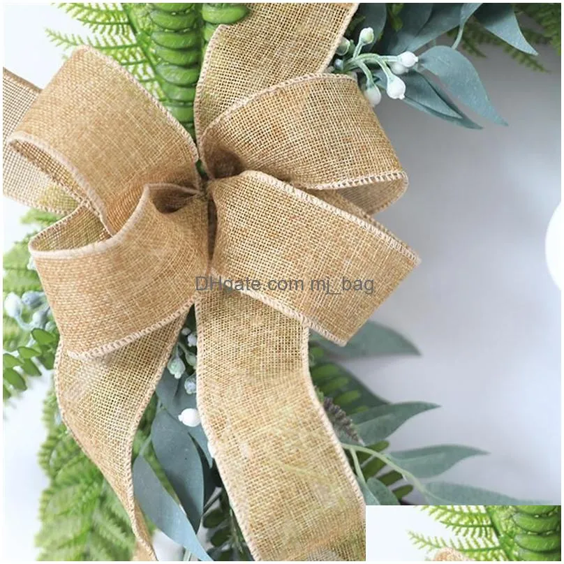 1PC Wreath Christmas Rattan Ring  Natural Decor Simulated Letters Wreath Xmas Door Garland for Door Home Wall Xmas T200909