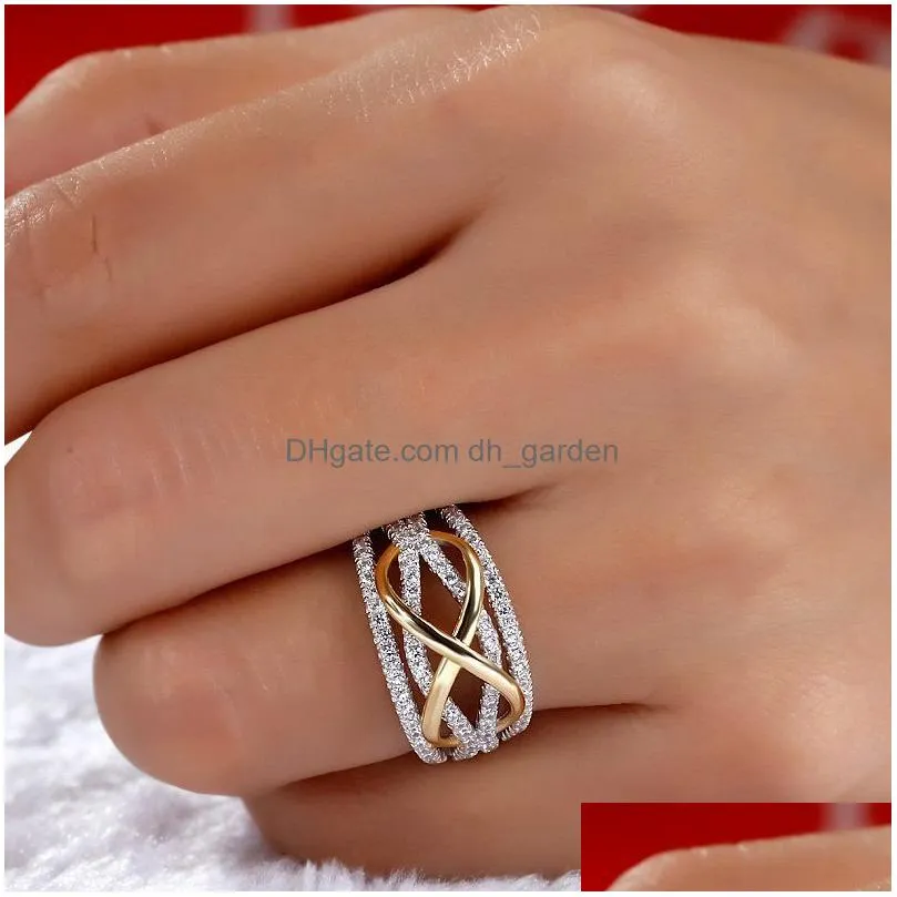 Band Rings Infinity Love Ring Shining Cubic Zircon Bowknot Letter 8 Eternity Promise Rings For Drop Delivery Jewelry Ring Dhgarden Otvi2