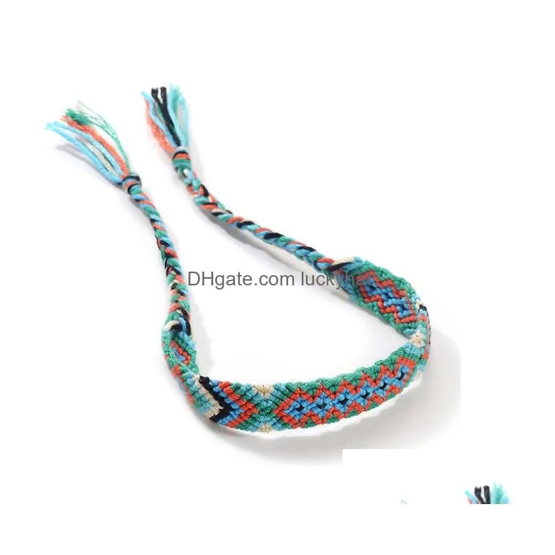 Vintage Boho Nepal Ethnic Handmade Bracelet Colorful Beach Braid String Cotton Wrap Woven Rope Friendship Bracelets For Women Men