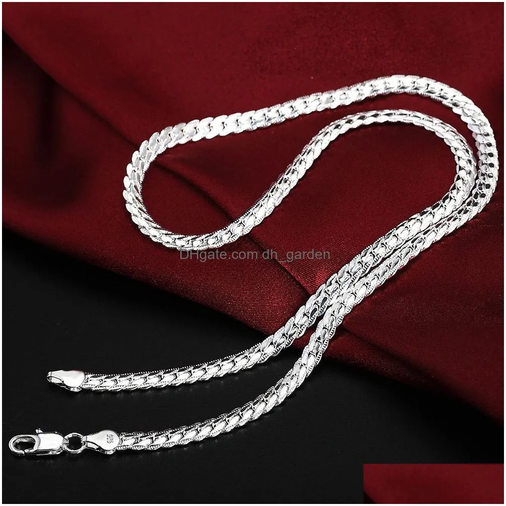 Other Jewelry Sets Sier Color Christmas Gifts Retro 6Mm Flat Chain Necklace Bracelets Fashion For Man Women Jewelry Sets S08 Dhgarden Otjhp