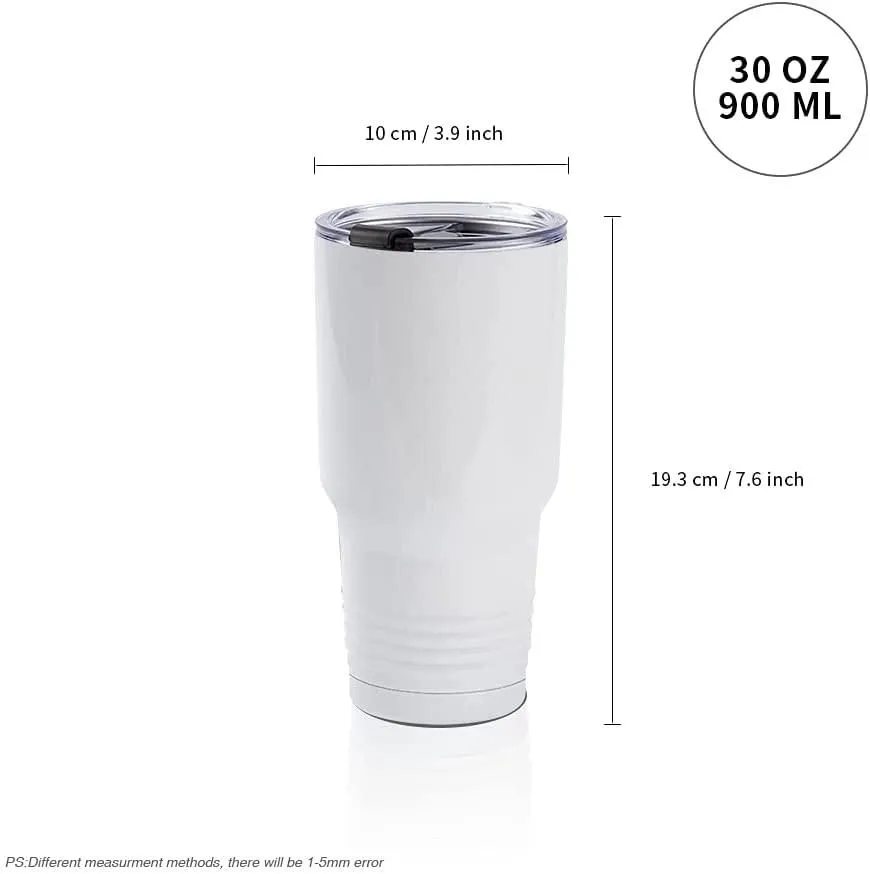 Sublimation Tumbler Blanks 30 OZ White Stainless Steel Coffee Travel Tumbler Car Cups with Lid Sublimation Mugs Cups 0422