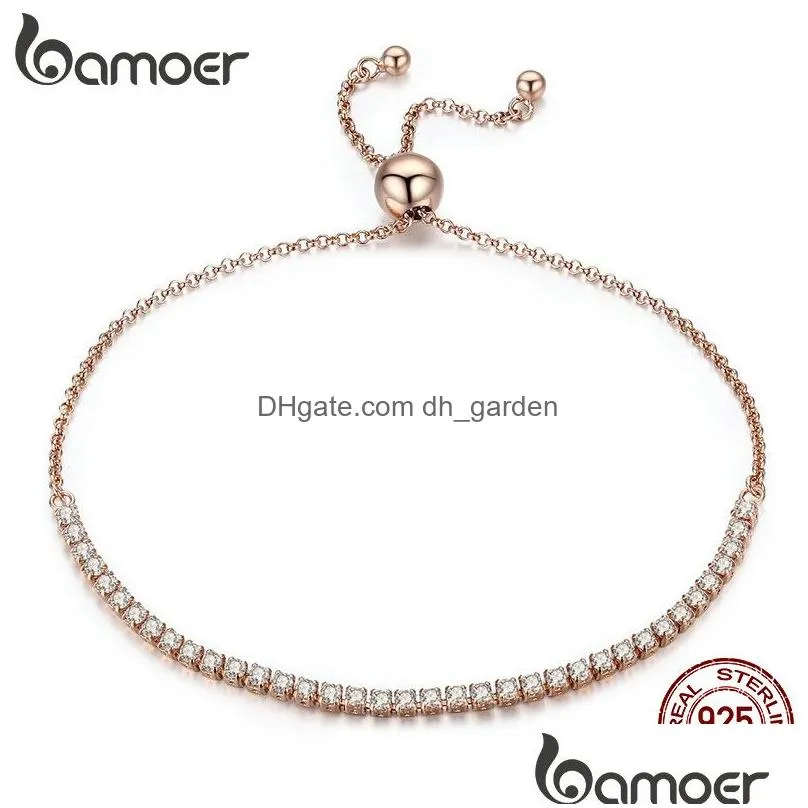 Bangle 925 Sterling Sier Sparkling Strand Bracelet Women Link Tennis Bracelets Jewelry 3 Colors Scb029 Drop Delivery Jewelry Dhgarden Otkp5