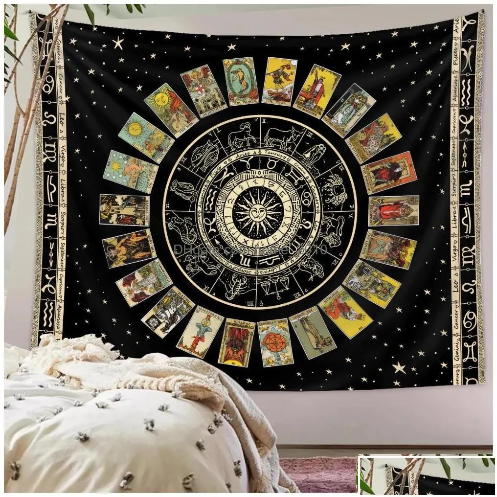 tapestries 130x150cm mandala tapestry white black sun and moon wall hanging tarot hippie tapestrys home dorm pack inventory wholesal