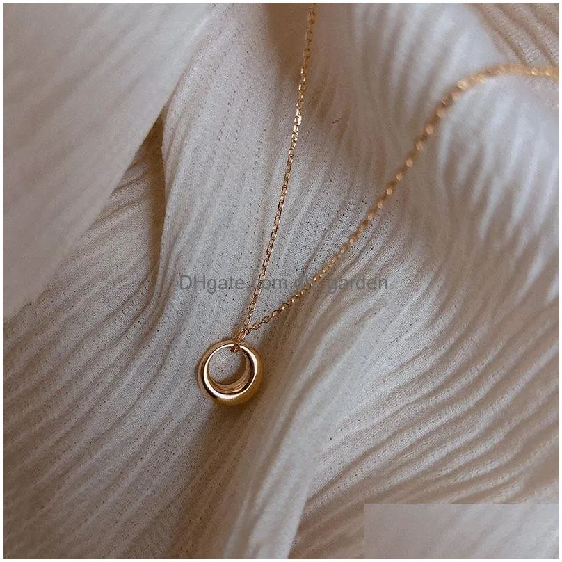 Pendant Necklaces Geometric Round Circle Clavicle Chain Necklace For Women Best Gifts Jewelry Wholesale S-N645 Drop Delivery Dhgarden Otg7L