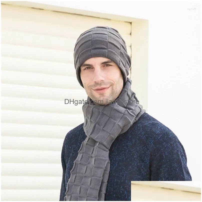 hats scarves gloves sets european and american fashion knitting three-piece suit pure color warm sleeve head wool hat scarf glove set