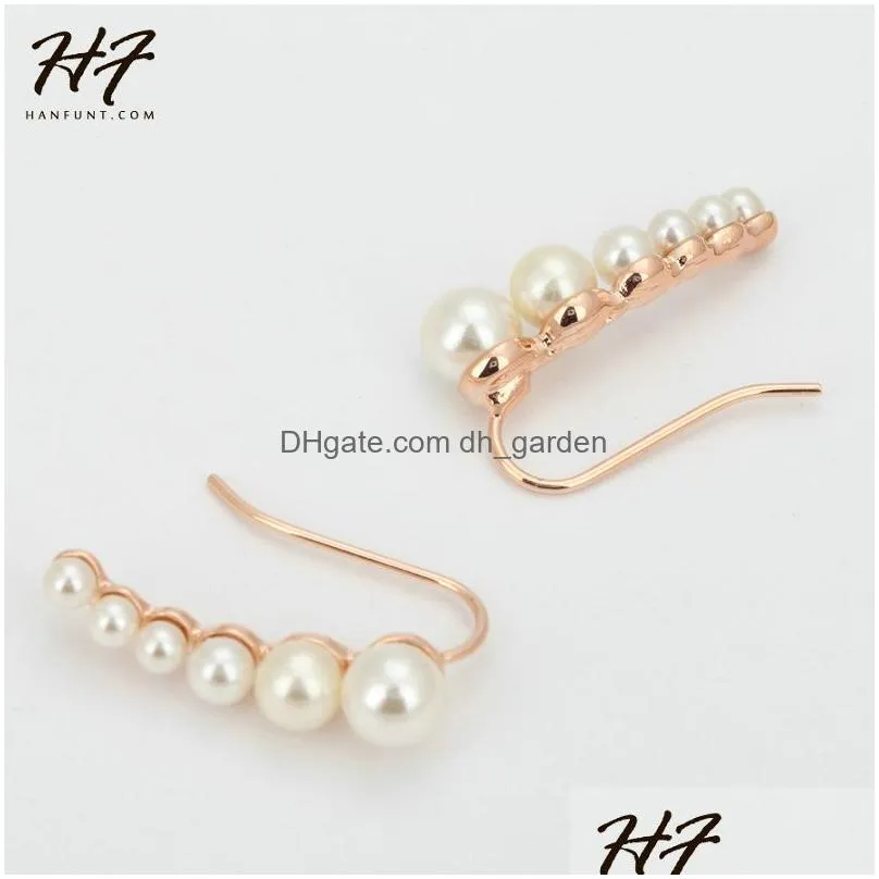 Stud Special Peas Shaped Ear Cuff Earrings For Women Rose White Gold Color Imitation Pearl Fashion Jewelry Xmas Gift E499 E5 Dhgarden Ottlc