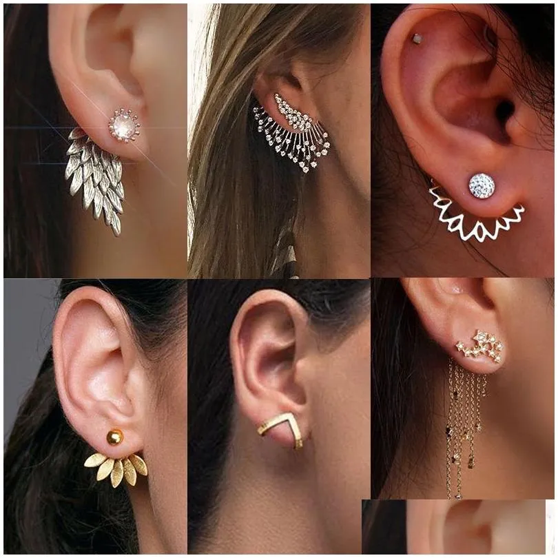 Stud New Trendy Pearl Earrings Angel Wings Feather Shape Stud Earring For Girls Bohemian Wedding Jewerly Drop Delivery Jewelr Dhgarden Ot2Fb