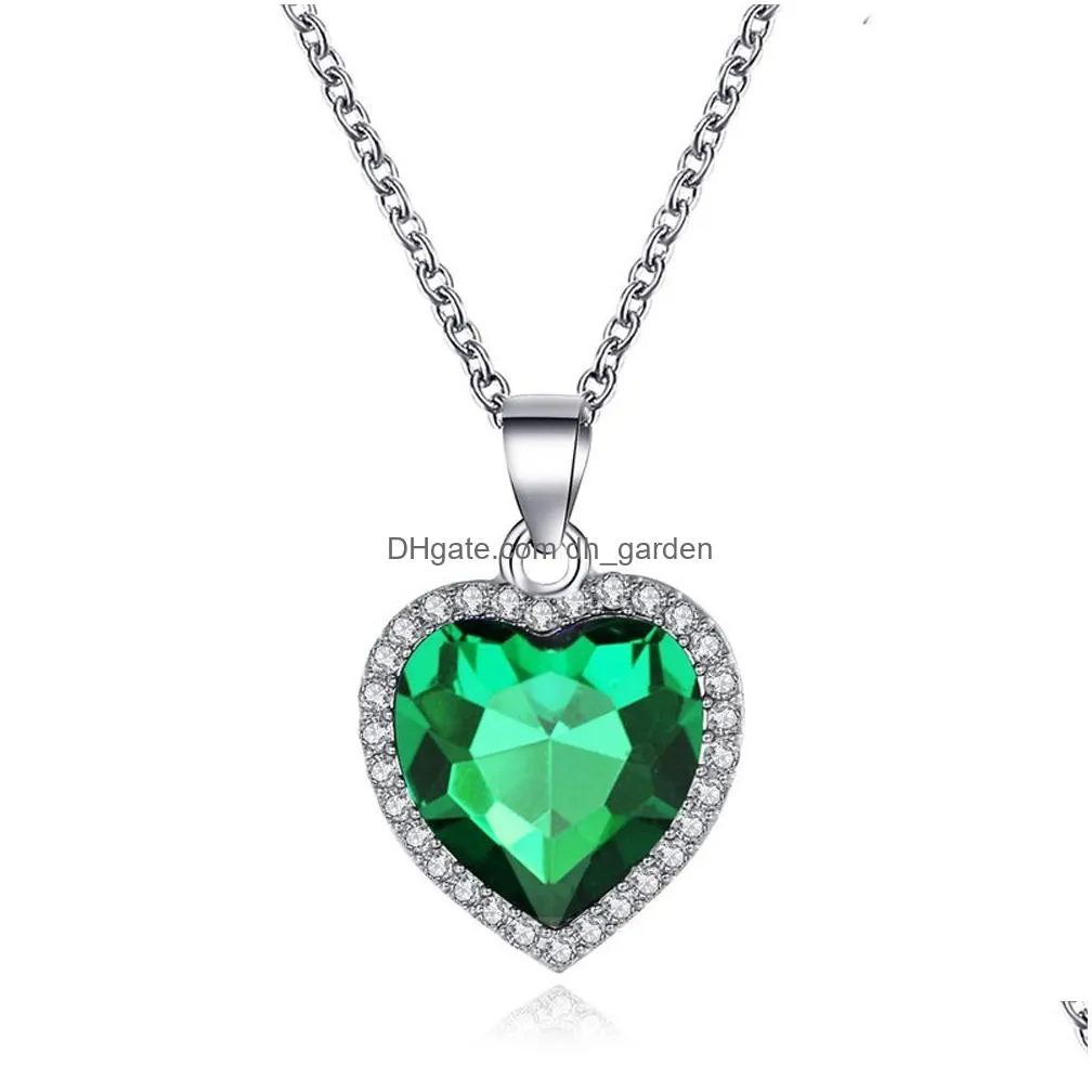 Pendant Necklaces Sumeng 2021 New Titanic Heart Of Ocean Blue Love Pendant Necklace For Women Men Jewelry Gift Drop Delivery Dhgarden Otpju