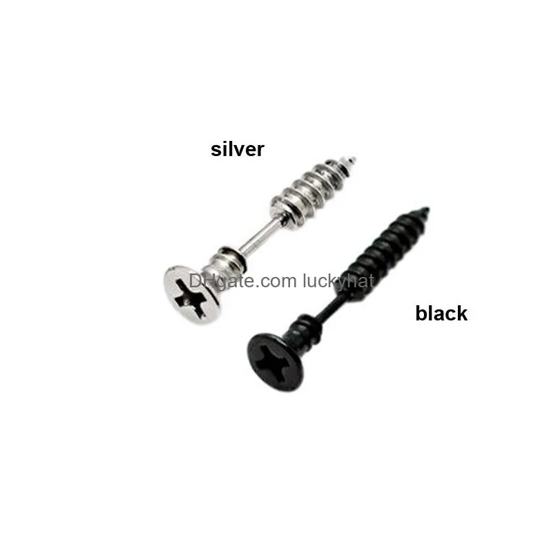 Punk Nail Hole Screw Stud Earrings Stainless Steel Ear Piercing Jewelry Earrings for Women Men