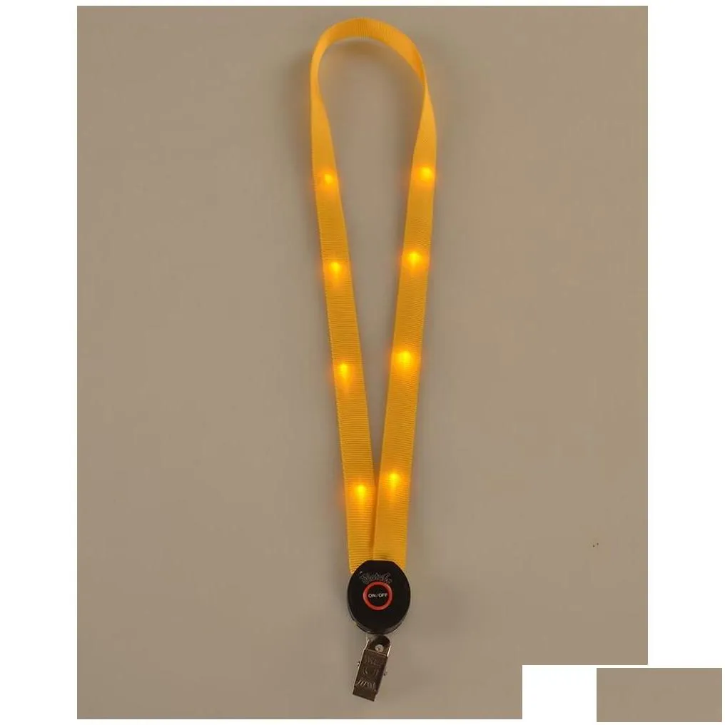 novelty lighting led light up lanyard key chain id keys holder 3 modes flashing hanging rope 7 colors drop delivery lights dhhnw