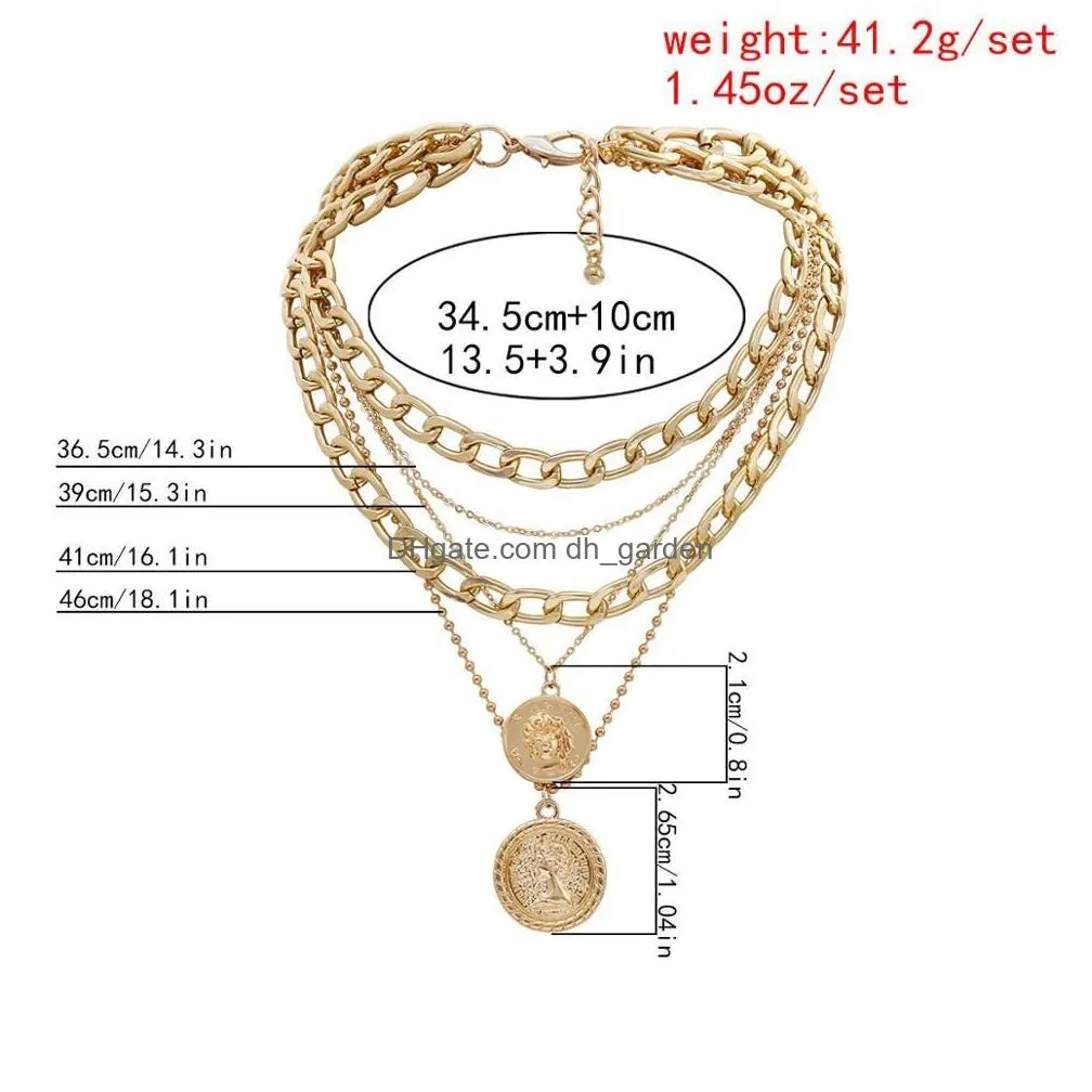 Chains Ingemark Punk  Cuban Choker Necklace Colar Hip Hop Big Thick Chunky Chain Fashion Queen Coin Pendant Necklaces W Dhgarden Ot8Ys