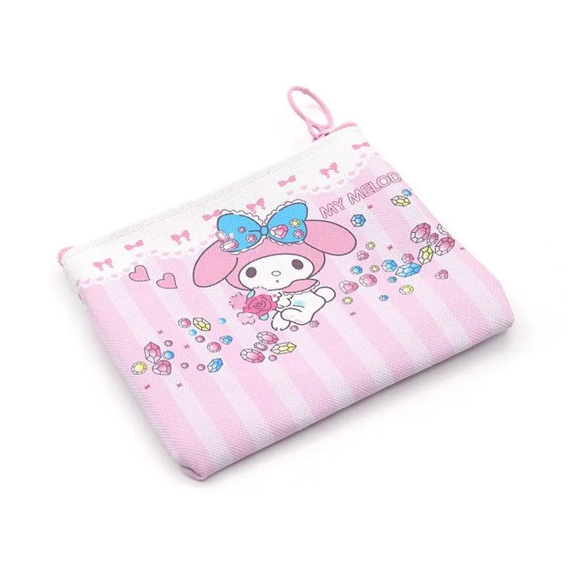 Girl Cute Kuromi Cinnamoroll Coin Purse Children Cute Accessories Big Capactiy Zipper Bag