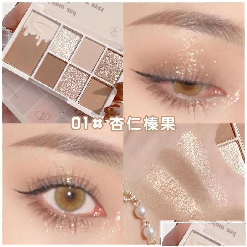Eye Shadow 7 Colors Glitter Eyeshadow Palette Shimmer Easy To Wear Shadows Makeup Pallet For Eyes Womens Cosmetics Drop Delivery Hea