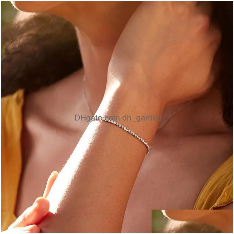 Bangle 925 Sterling Sier Sparkling Strand Bracelet Women Link Tennis Bracelets Jewelry 3 Colors Scb029 Drop Delivery Jewelry Dhgarden Otkp5