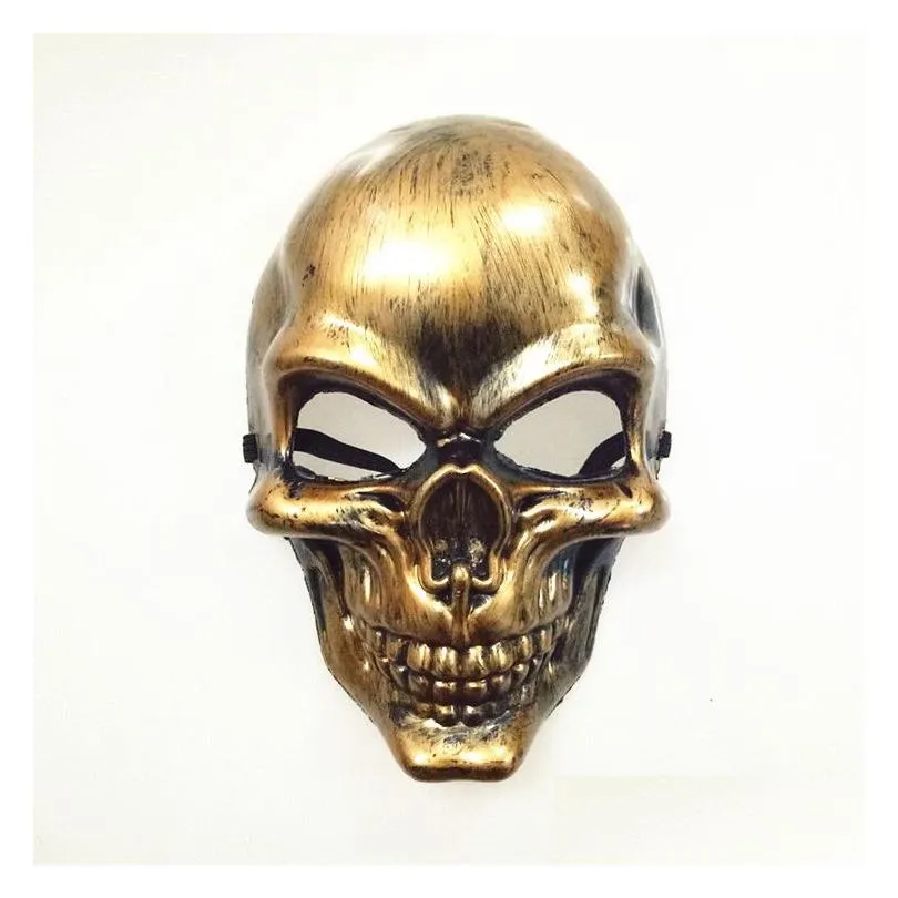 Halloween Adults Skull Mask Plastic Ghost Horror Mask Gold Silver Skull Face Masks Unisex Halloween Masquerade Party Masks Prop DBC