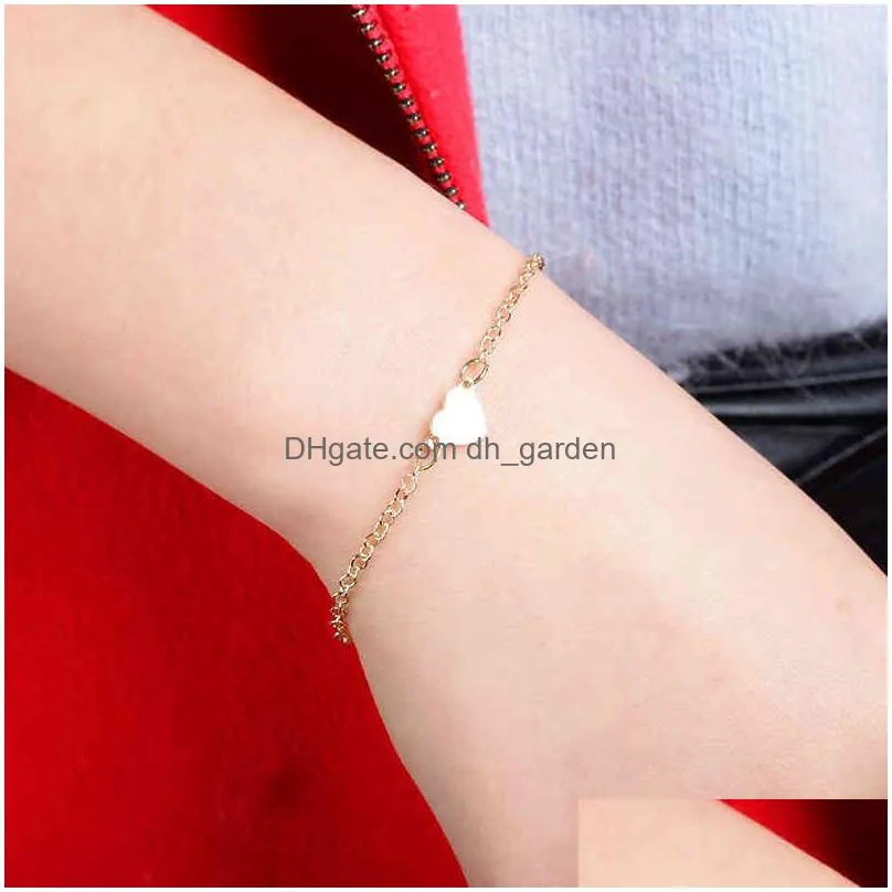 Charm Bracelets 2021 Charming Heart Bracelet Bangles For Women Girls Gold Sier Color Metal Bracelets Statement Jewelry Whole Dhgarden Otcps