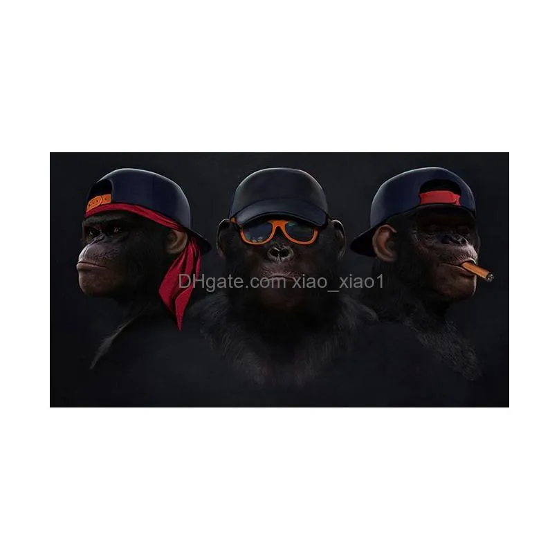 3 monkeys poster cool graffiti street art canvas painting wall art for living room home decor posters and prints