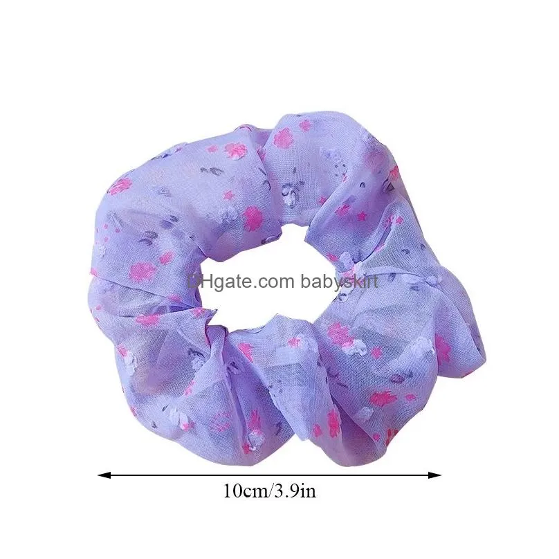 Women Floral Hair Scrunchie Flowers Print Yarn Elastic Hair Band Ponytail Holder Headband Girls Hair Headwear jewelry