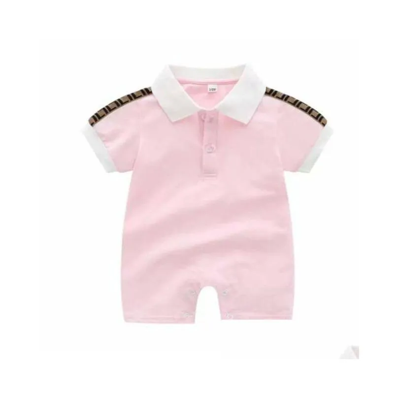 Newborn Baby Rompers kids Girls Boy Short Sleeve Cotton Clothes Designer Letter Print Infant Baby jumpsuits Children Pajamas 0-24