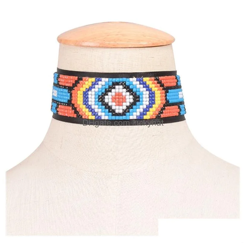 Hot Sale Exaggerated Mosaic Color Choker Necklace for Women Chunky Bib Necklace Retro Fashion Necklaces Party Jewelry Gifts Free