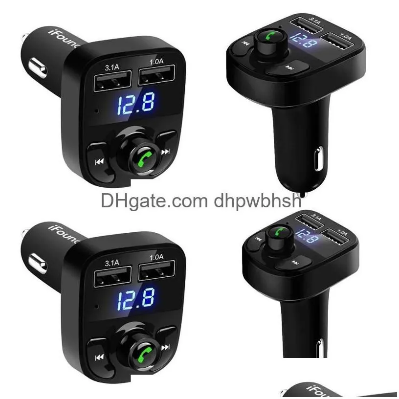 x8 fm transmitter bluetooth 5.0 car hands o mp3 player adapter usb 22.5w quick charging type-c fast  modator drop delivery