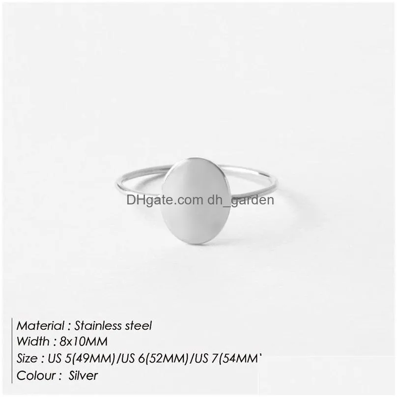 Band Rings Delicate Oval Ring Dainty Gold Plated Blank Minimalist Feminist Rings For Women Wholesale Drop Delivery Jewelry Ri Dhgarden Otuu7