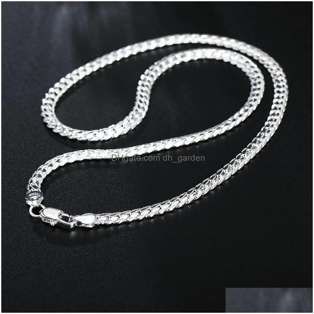 Other Jewelry Sets Sier Color Christmas Gifts Retro 6Mm Flat Chain Necklace Bracelets Fashion For Man Women Jewelry Sets S08 Dhgarden Otjhp