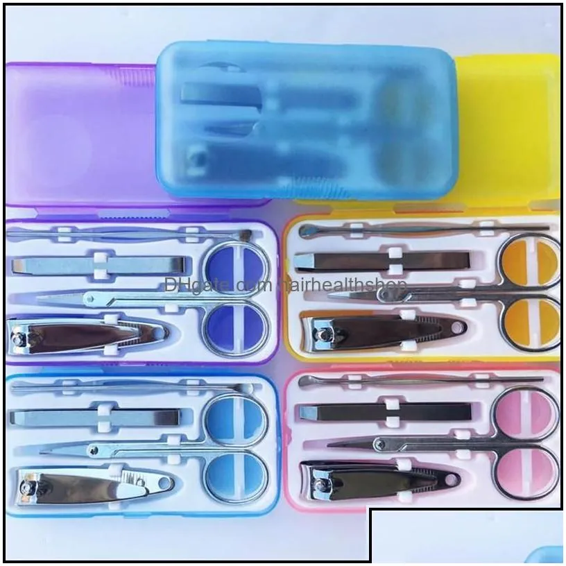 4Pcs/Set Nails Clipper Kit Manicure Set Clippers Trimmers Pedicure Scissor Random Color Nail Tools Sets Kits Tool Wxy021 Drop Delivery