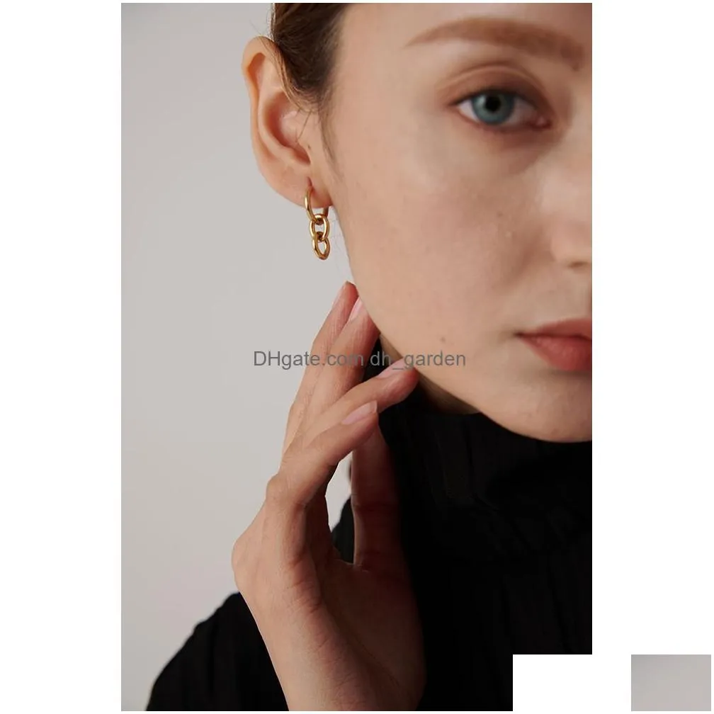 Dangle & Chandelier Stainless Steel Round Hie Earrings Minimalist Golden Metal Texture Unusual Earring For Women Charm Jewel Dhgarden Otyle