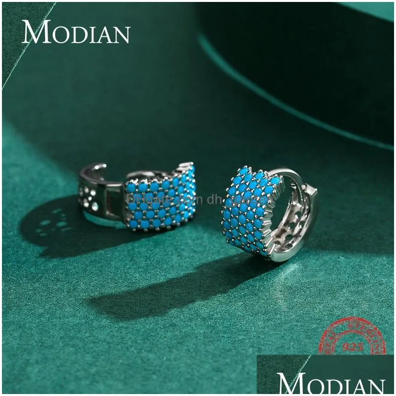 Hoop & Huggie Turquoise Elegant Earring Sier Luxury Charm Hoop Earrings For Women Wedding Jewelry Drop Delivery Jewelry Earri Dhgarden Otpjj