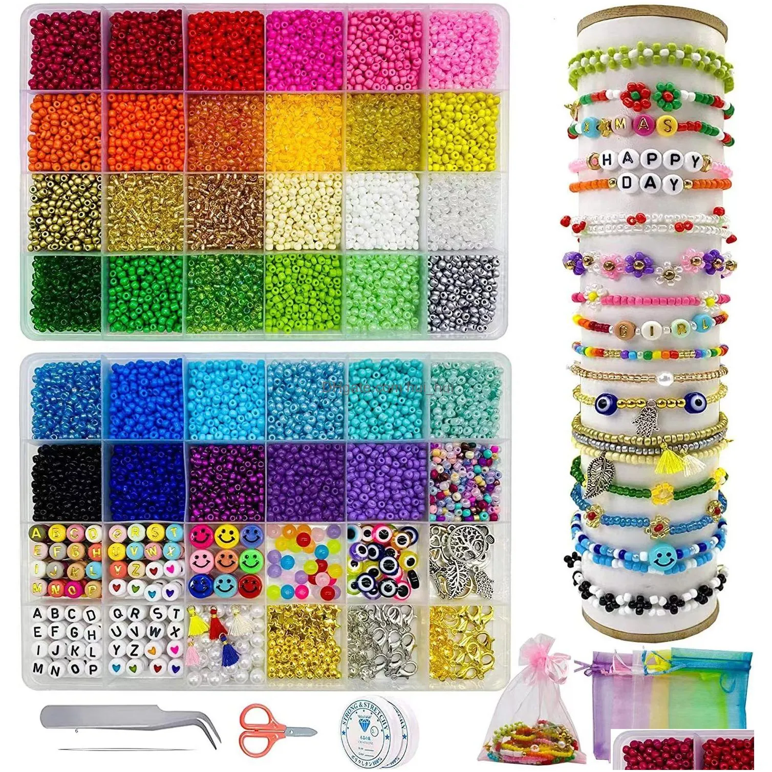 diy deads bracelet making kit friendship bracelet kit colorful beaded rice for girls children handmade jewelry for christmas gifts