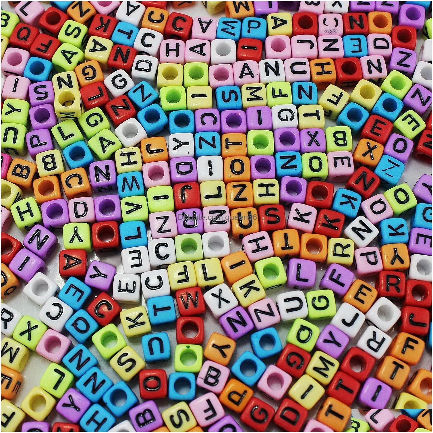 Wacrylic 6*6mm Cube color letter DIY beads Fit vsco friendship bracelets jewelry accessories loose beads