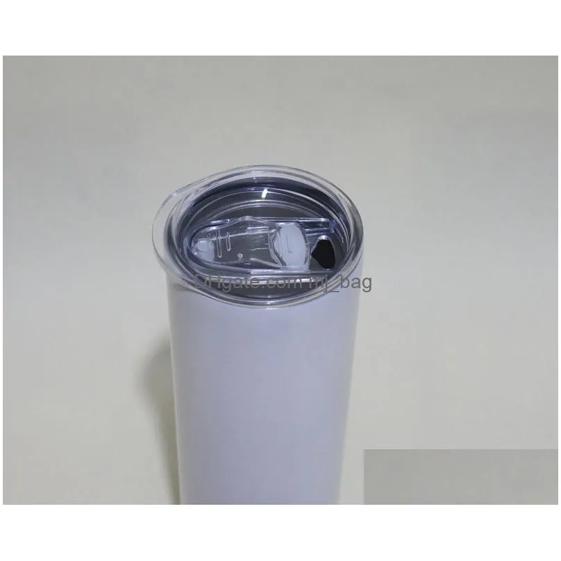 20oz sublimation straight skinny tumblers blanks White Stainless Steel 20 oz Vacuum Insulated Metal Cups For DIY printing With Lid