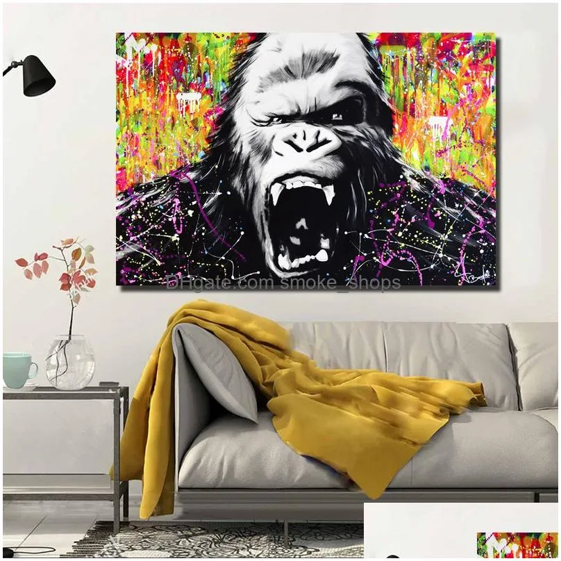 canvas painting watercolor art wall prints animal orangutan monkey poster abstract painting wall pictures for living room decor