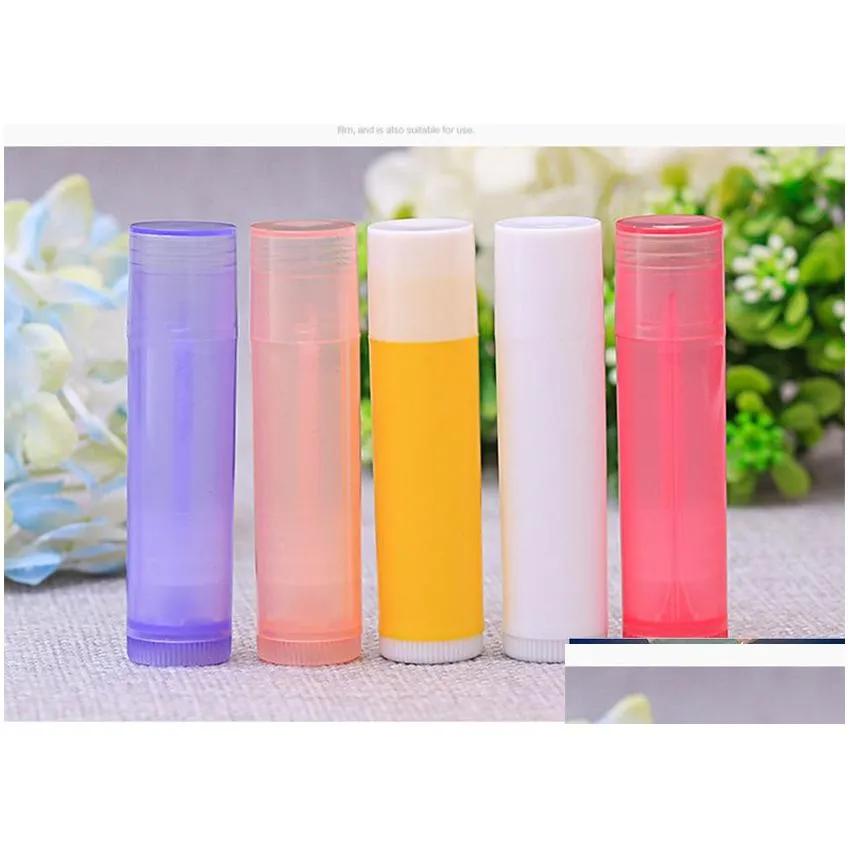 Packing Bottles Wholesale 160Pcs/Lot 5G Plastic Lipstick Tube Refillable Bottles 5Ml Empty Lip Balm For Cosmetic Packing Drop Delivery Dhxhd