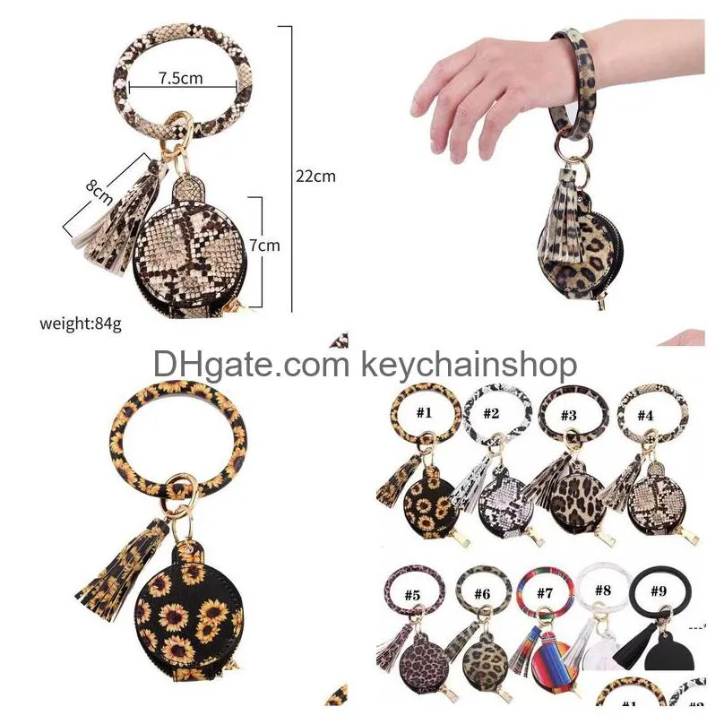 Stock 9 Colors Leather Tassels Bracelets Keychain Wristlet Earphone Bag Makeup With Mirror Keyring Bluetooth Headset Drop Delivery Dhpmy