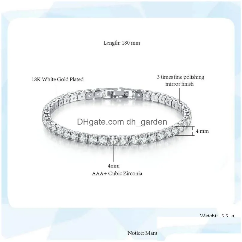 Tennis Bracelets For Women Round Crystal Gold Color Bangle Chain Wedding Drop Delivery Dhgarden Ot6Tj