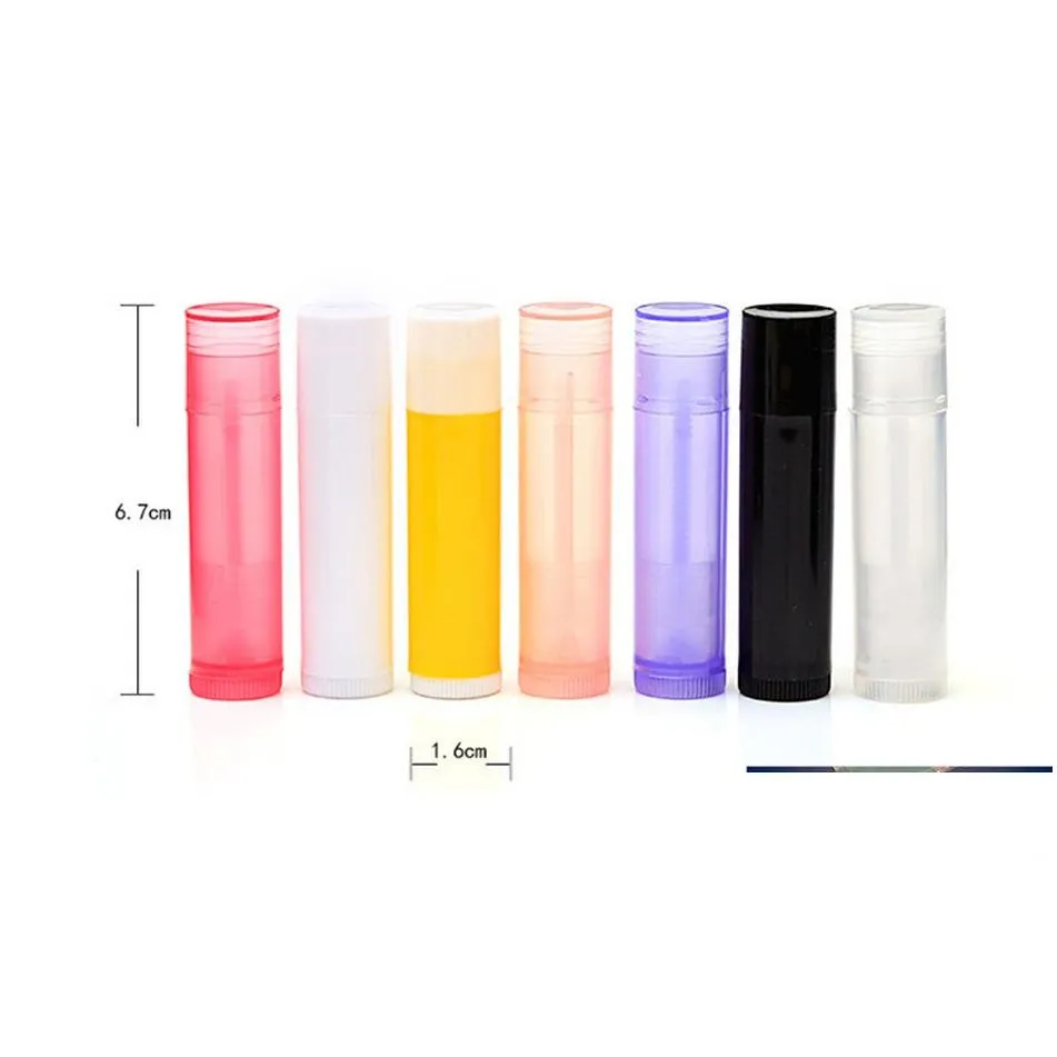 Packing Bottles Wholesale 160Pcs/Lot 5G Plastic Lipstick Tube Refillable Bottles 5Ml Empty Lip Balm For Cosmetic Packing Drop Delivery Dhxhd