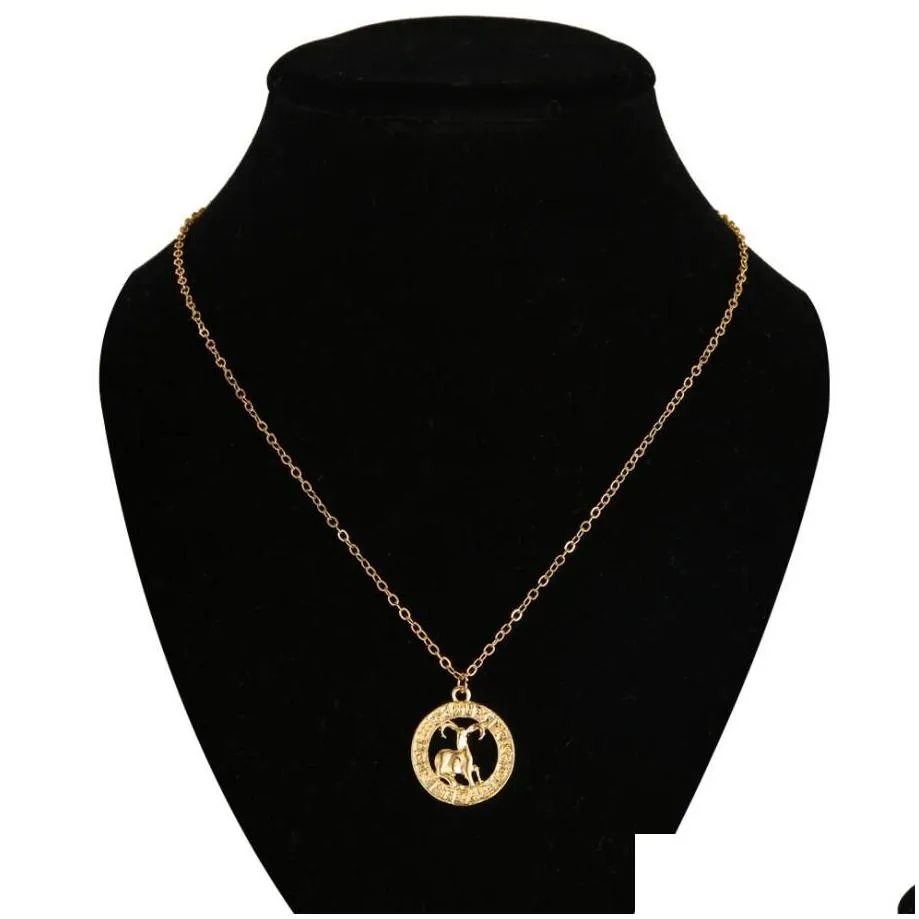 12 constellation 3d animal pendant necklace gold silver zodiac sign pendant fashion cardboard star scorpio necklace jewelry gift