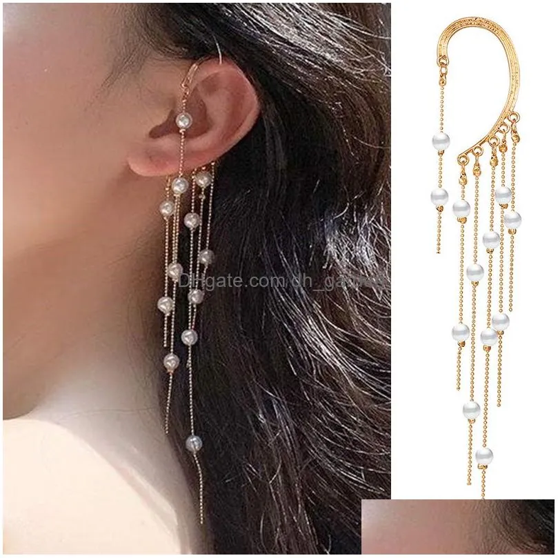 Fashion Gold Pearl Ear Clips Cuff For Women Men Non-Piercing Fake Cartilage Clip Earrings Wholesale Jewelry Drop Delivery Dhgarden Otv6R