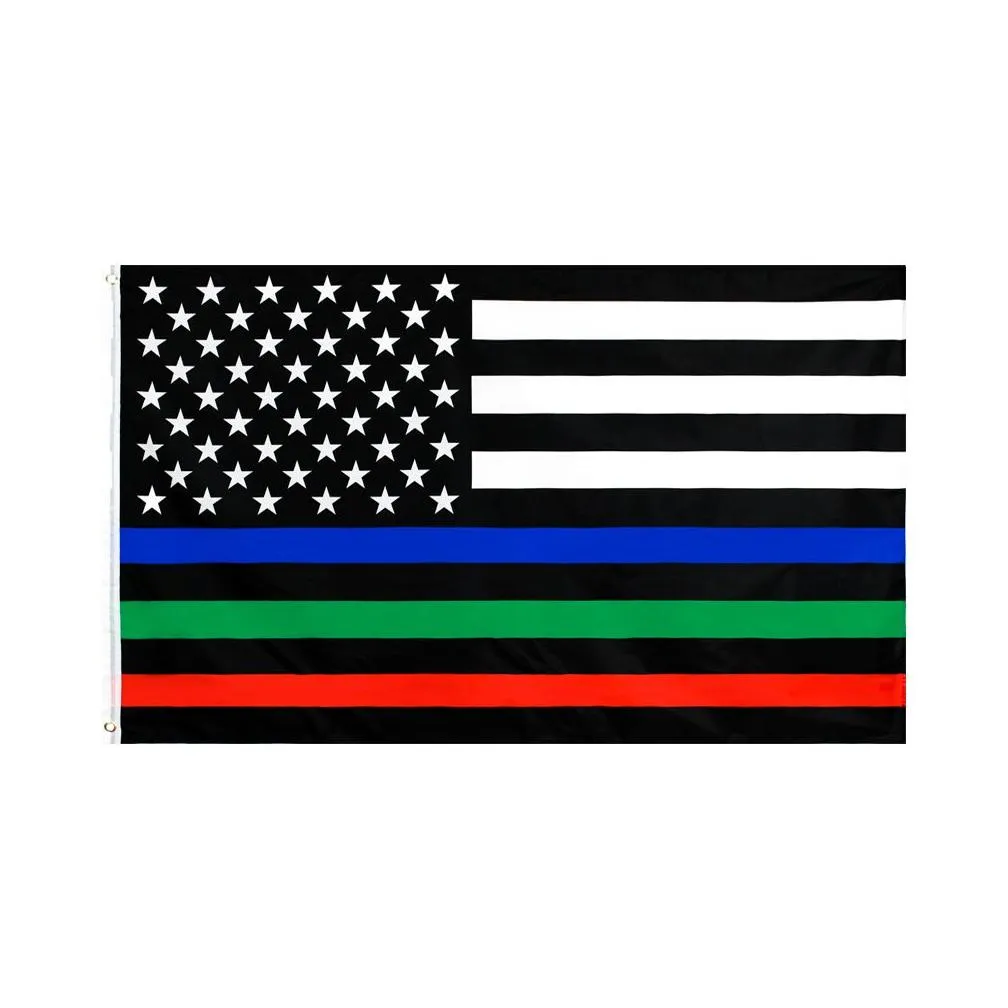 Banner Flags Thin Blue Line Flag Direct Factory Wholesale 3X5Fts 90Cmx150Cm Law Enforcement Officers Usa American Police Drop Delivery Dhdox