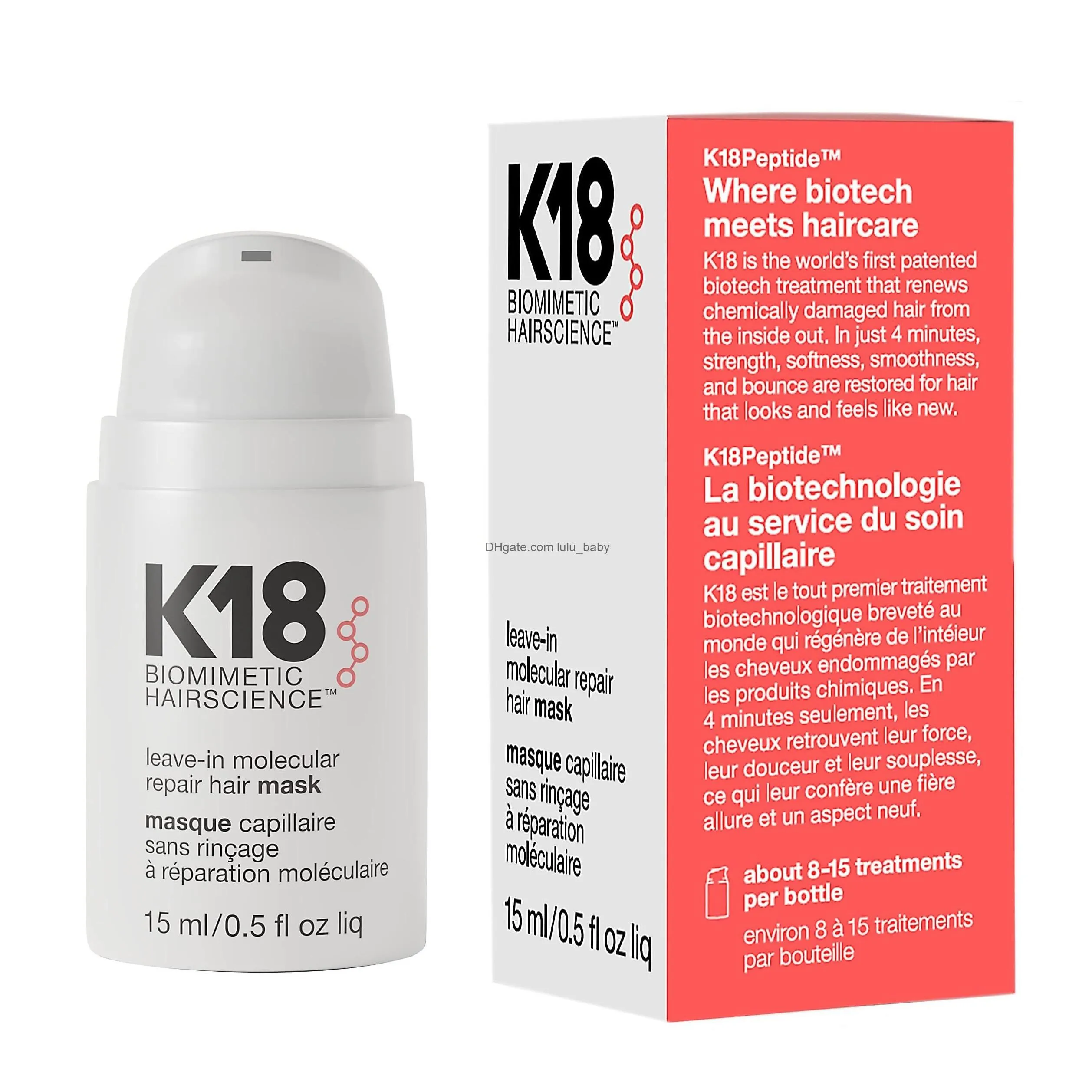 shampoo conditioner k18 leavein molecar repair hair mask treatment to damaged 4 minutes reverse damage from bleach color chemical dr