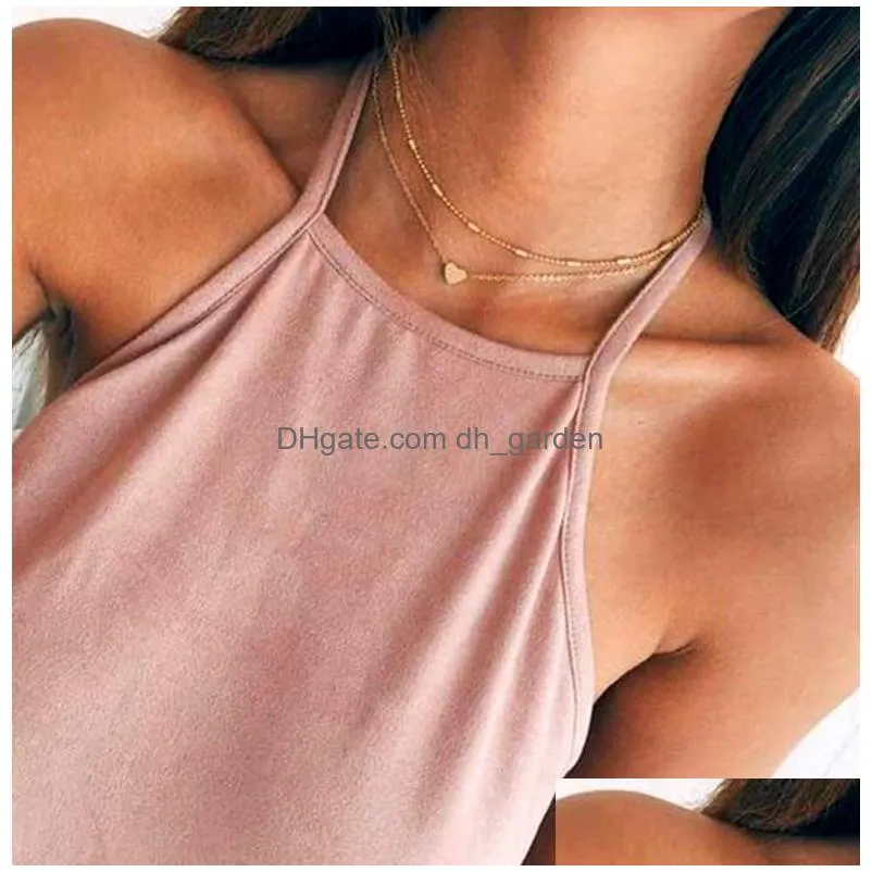 New Lovely Style 2 Layers Love Heart Adjustable Necklace Mtilayer Chain Choker Necklaces For Gift Pcs/Set Drop Delivery Dhgarden Otxgg